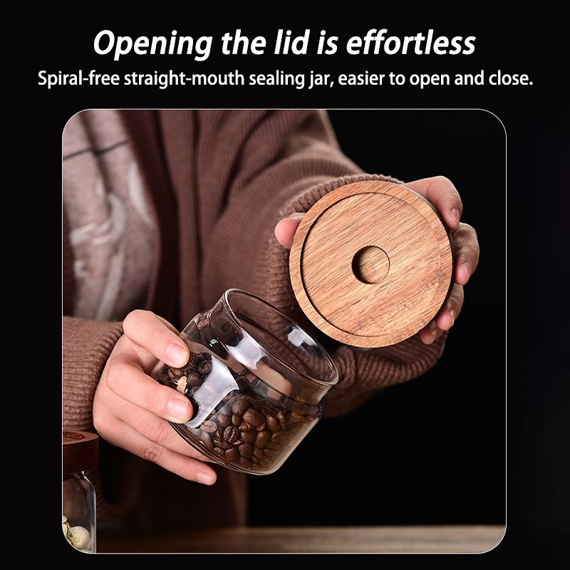Glasbehälter mit Holzdeckel, luftdicht, für Teeblüten, Süßigkeiten und Kaffee, Küchenaufbewahrungsglas