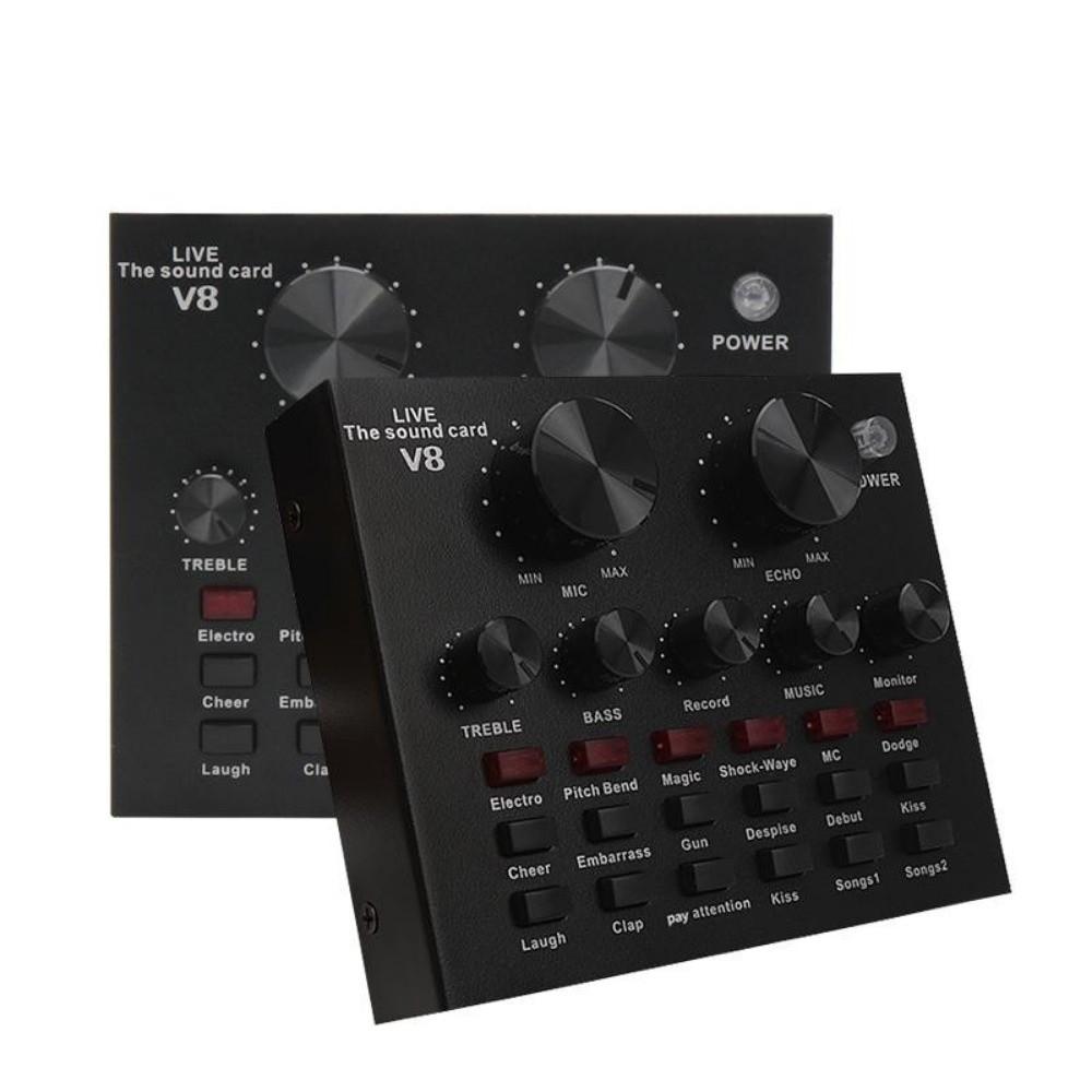 Studio Record V8 Sound Card Audio Mixer External Sound Card Convenient Mic Sound Card  PC Computer