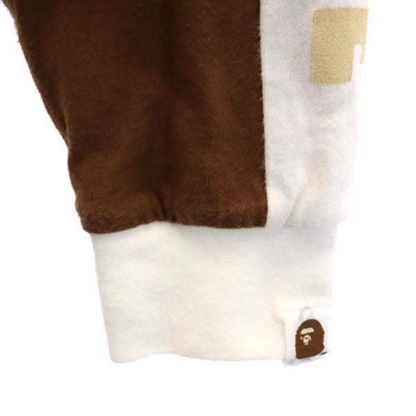 A Bathing Ape Made In Japan Border Long Sleeve T-shirt M Beige Ron T Men's Used