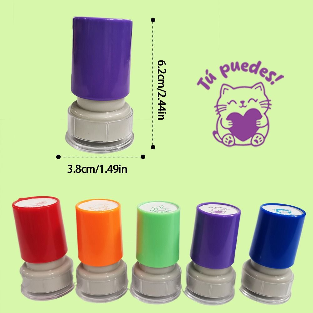 5Pcs Set Award Teacher Seal Stamp Cute Animals Encourage Students Spanish Seal Durable Praise Homework Correcting Stationery