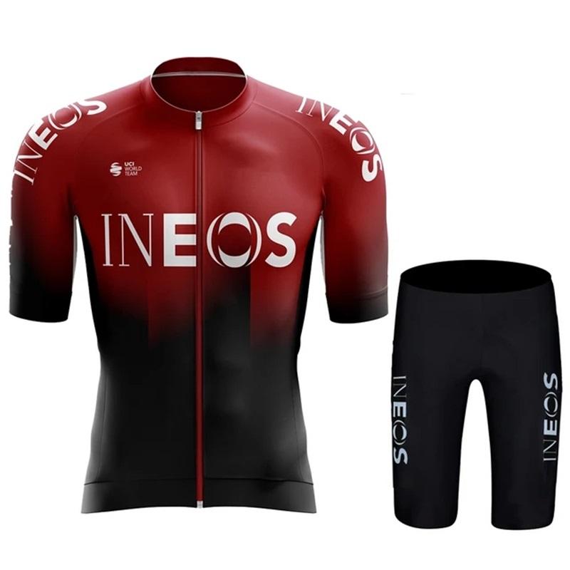 2026 Estate Pro Team INEOS GRENADIERS Bianco Abbigliamento da Ciclismo Set Maglia da Ciclismo Uomo Maglia da Bici da Strada Completo Pantaloncini da Ciclismo con Bretelle