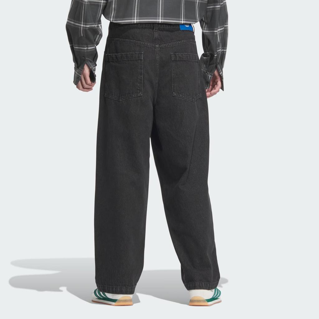 adidas Originals Loose Fit Washed Denim Pants Black Men JV6944