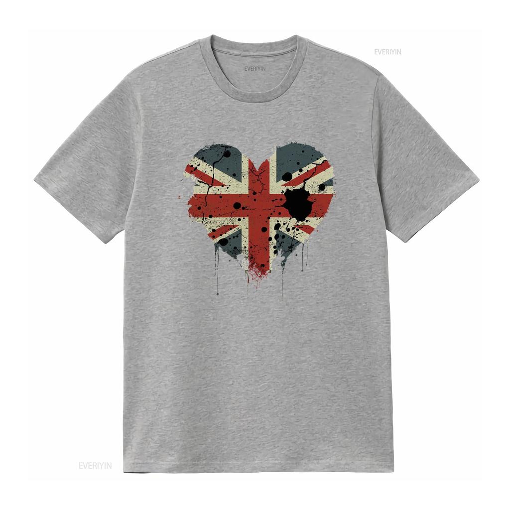 Stylish Love British Flag Union Jack Great Britain Team GB Mens Cotton T Shirt Vintage Washed Designer Clothes Breathable