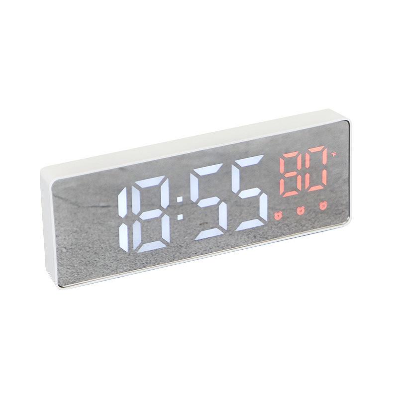 Silent LED Mirror Clock with Three Alarms - Ideal for Students & Kids' Bedside Desk