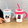 700ML Car Cup Cute Cat Thermos Cup SUS316 Outdoor Travel Portable Large Capacity Ice Cup with Handle Straw as a Birthday Gift
