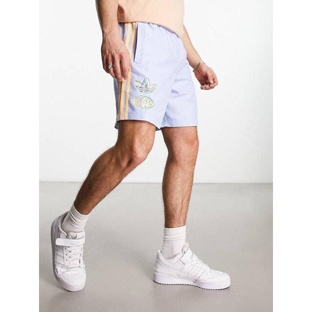 

Пастельные синие шорты с графичным принтом adidas Originals Enjoy Summer