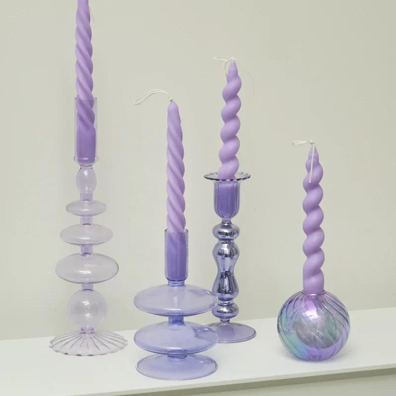 Decorative Candle Holders Colorful Glass Flower Vase for Home Decoration Wedding Decoration Centerpieces Candlestick Gift