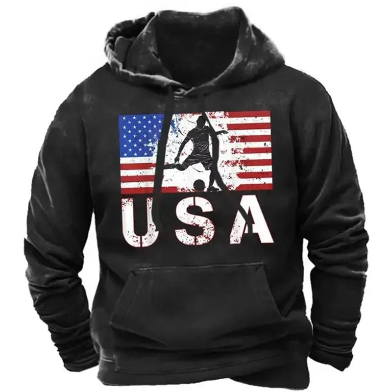 Módní mikiny s potiskem vlajky USA pro muže Hip Hop Trend Harajuku Vintage oblečení Jaro a podzim Novinka v mikinách Oversized topy