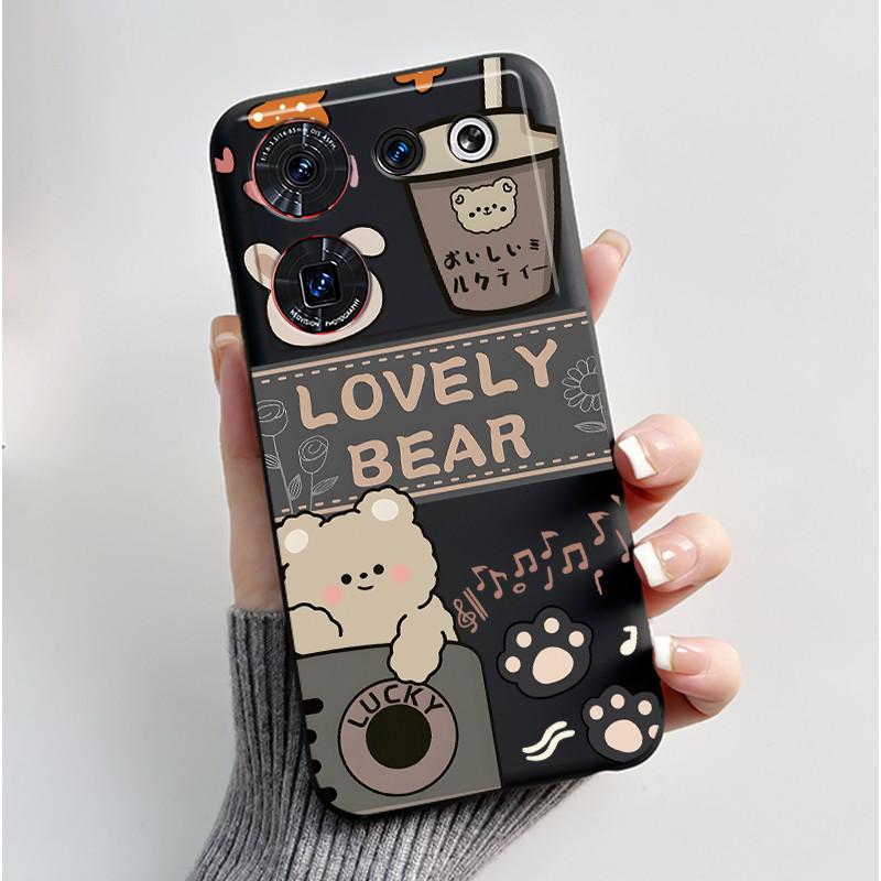 For ZTE nubia Z50 Ultra Z50Ultra Casing Aesthetic Cute Cat Cartoons Black Matte Soft Silicone Case Shockproof Back Shell Cover