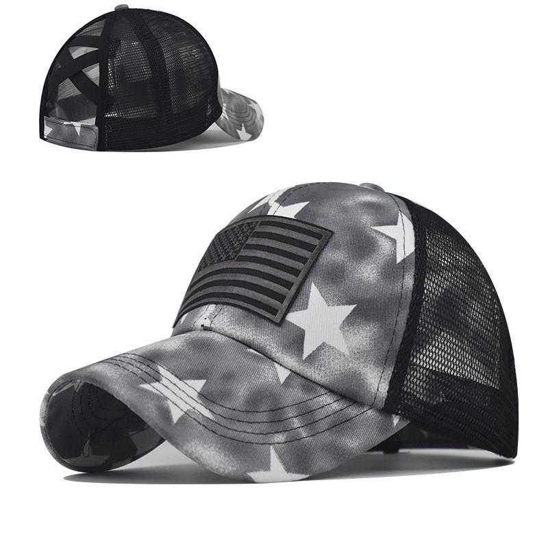 

Hole Cap Ponytail Five Pointed Star Baseball Cap Cotton Material Summer чёрный