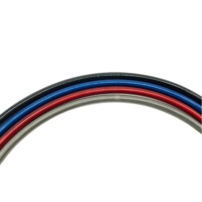 2X 300mm To 2200mm 90° 10mm Motorcycle Hydraulic Reinforced Brake Clutch Oil Hose Line Pipe For ATV Universal Racing Bike Silver