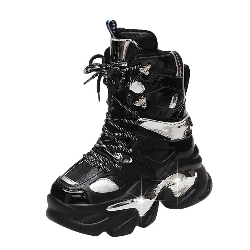 

Fashion Designers High Platform Shoes New Autumn Winter Women Ankle Boots Wedges Winter Casual Dad Sneakers Leather Chunky Boots Woman 39