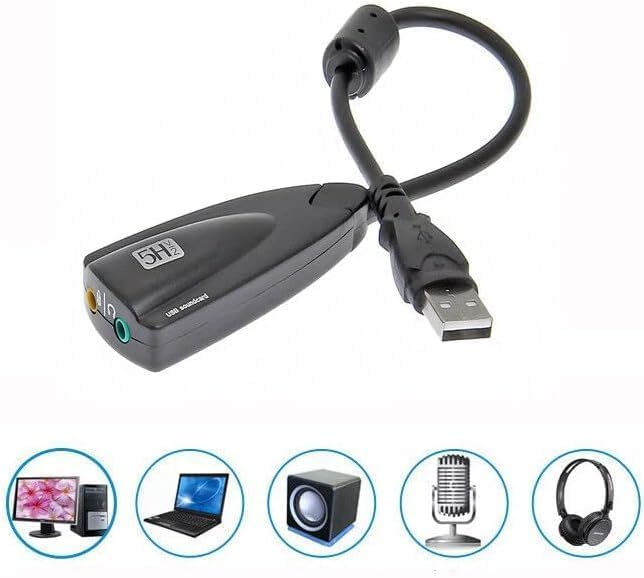 USB 2.0 External Audio Adapter, 7.1 Stereo Sound Card Dynamic 3D Surround Sound Card 5Hv 2-Channel Converter To 3.5mm HeadphoneMicrophone Jack,