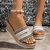 Fashion Bohemian Striped Braided Wedge Sandals Women Summer Thick Sole Outdoor Beach Slides Woman Plus Size 43 Fashion Platform Slippers