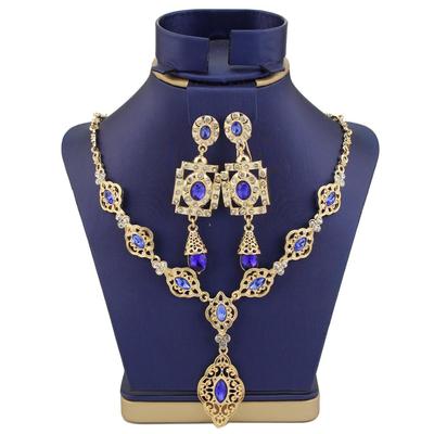 Gold Color Women Jewelry Set Crystal Necklace Earring Wedding Jewelry Bride Drop Earring Choker