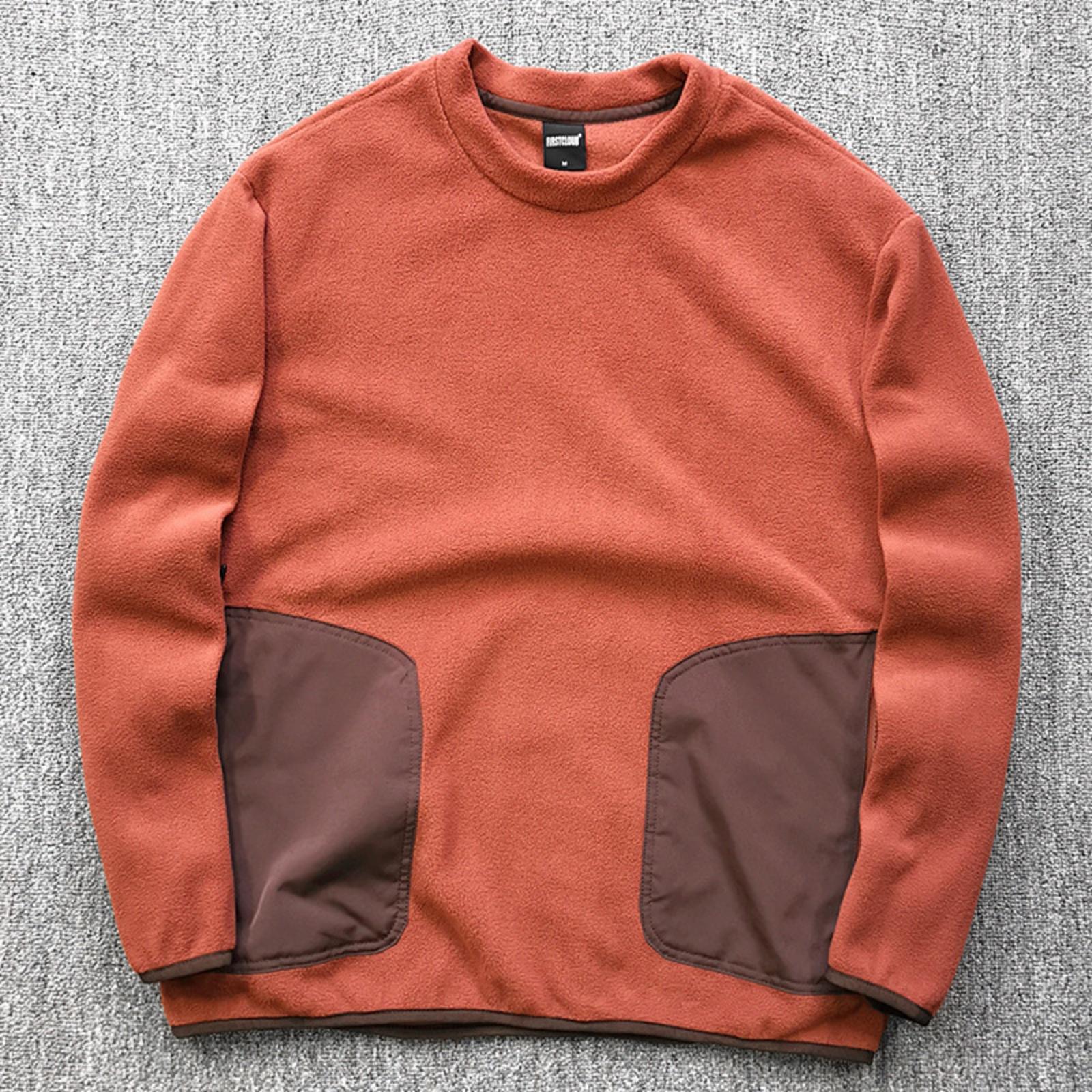 

Men s And Women s Casual Solid-color Super Soft Fleece Warm Pullover, Men s Color-blocking Pocket Casual Round-neck Sweatshirt XL киноварь
