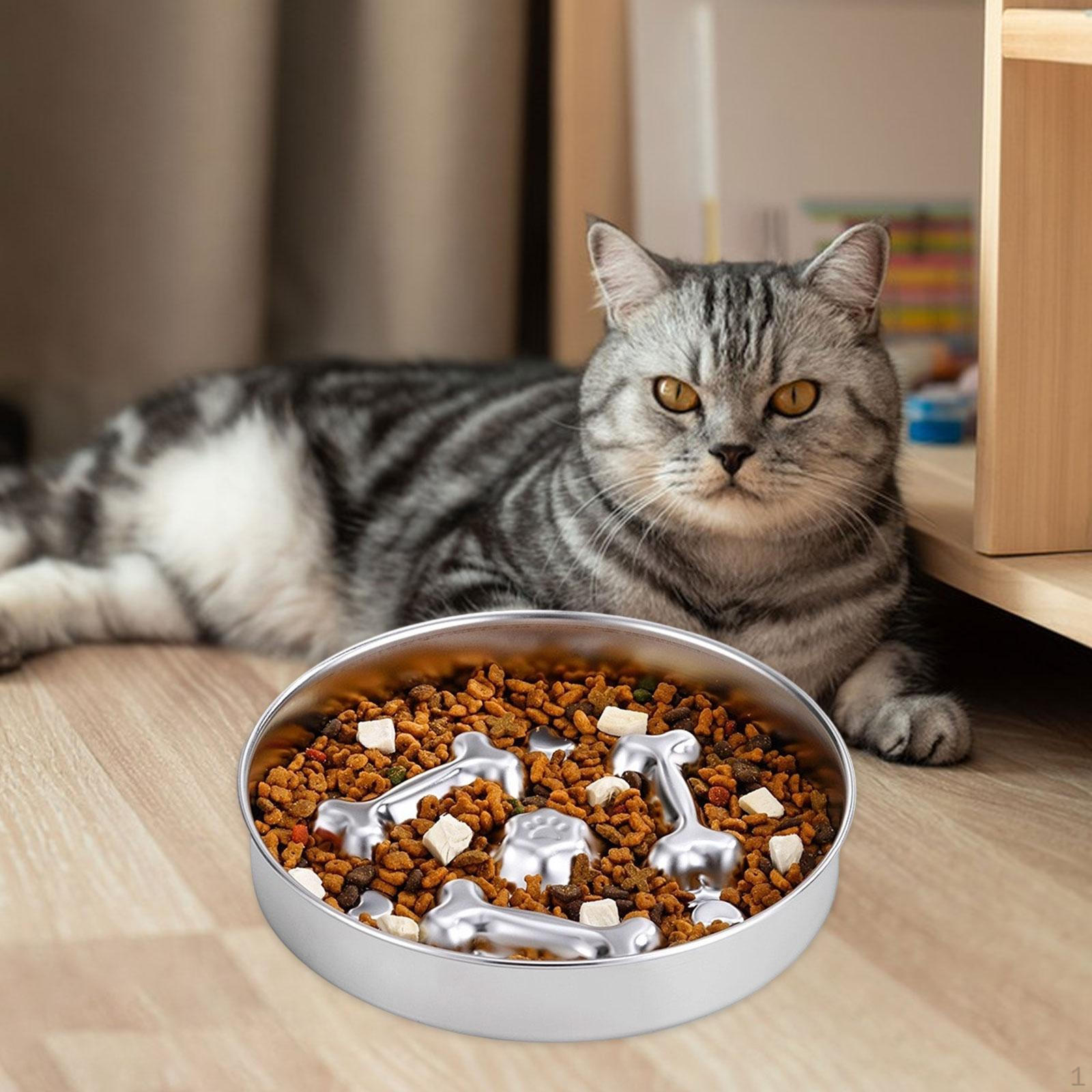 

Миска для собак Медленная кормушка для маленьких и средних собак Кошек Нержавеющая сталь Кошачий корм Вода Питомец