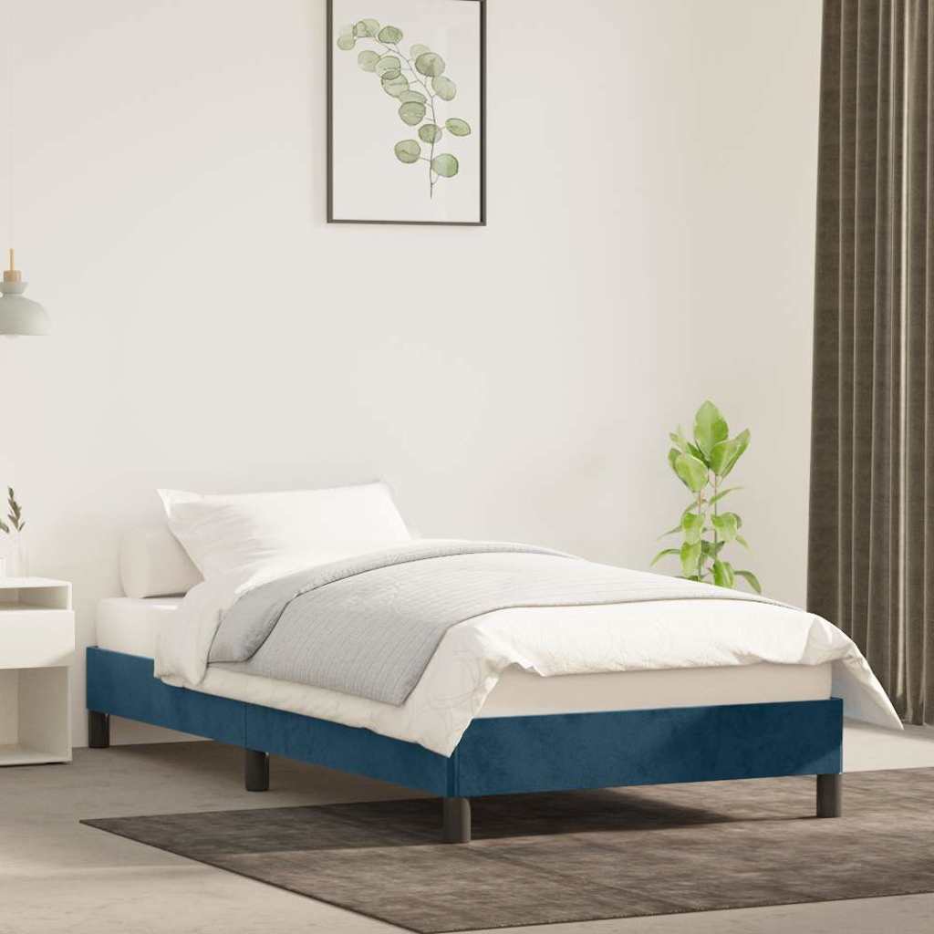 Bed Frame Without Mattress Dark Blue 80 X 200 Cm Velvet