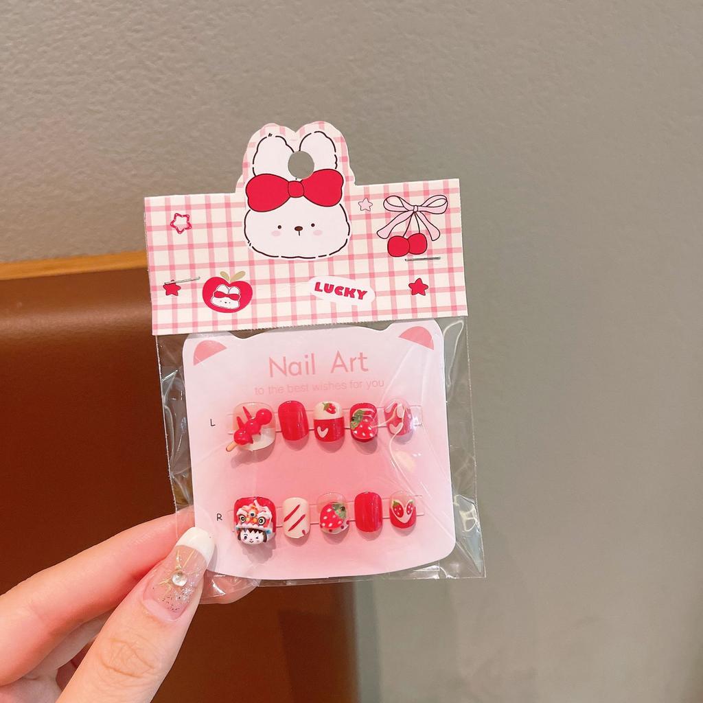 Cartoon Children Wearing Nail Pads Little Girl Jelly Glue Removable Nail Sticker Girl Gift Toy Nail Sticker