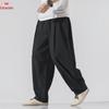 Herren lockere chinesische Leinenhose - lockere gerade geschnittene lässige Baumwoll-Bloomers für Frühling/Sommer