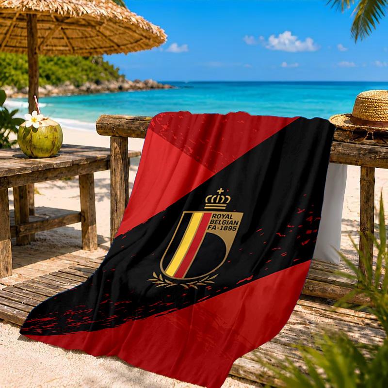 Belgian Football Association Emblem Beach Towel, Quick-drying, Easy to Care for, Suitable for Both Fitness and Beach Vacations,Sports Essential