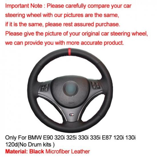 For BMW E90 320i 325i 330i 335i E87 120i 120d Hand Sew Car Steering Wheel Cover