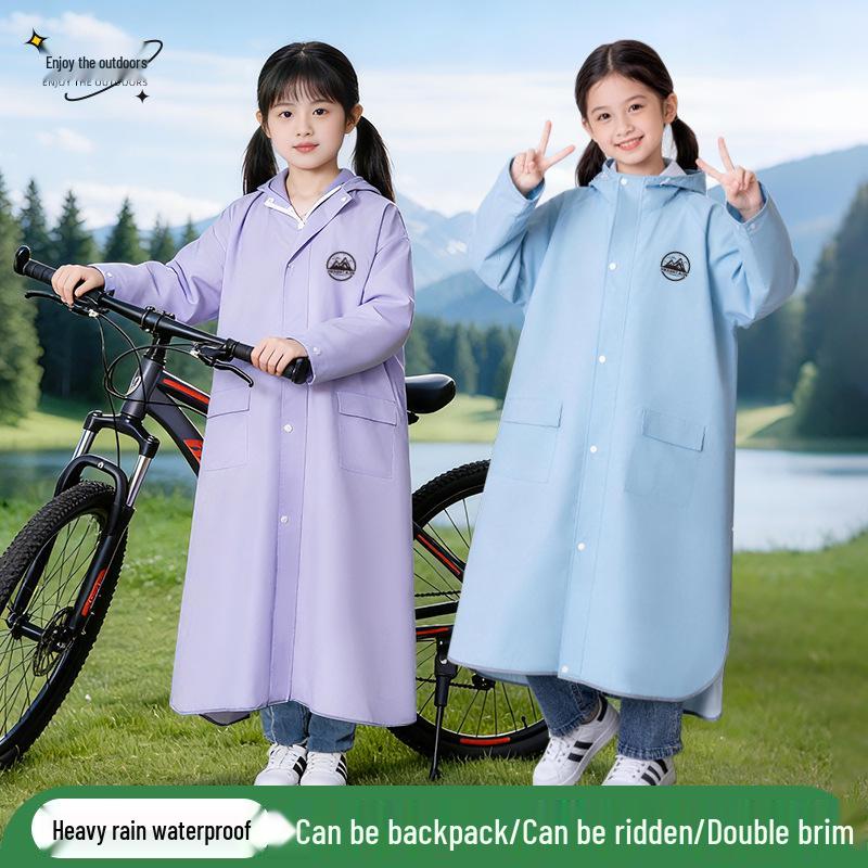 Children's Plus Size Thick Rain Poncho - Durable, Full-Length, Cape-Style for Primary & Secondary School Students