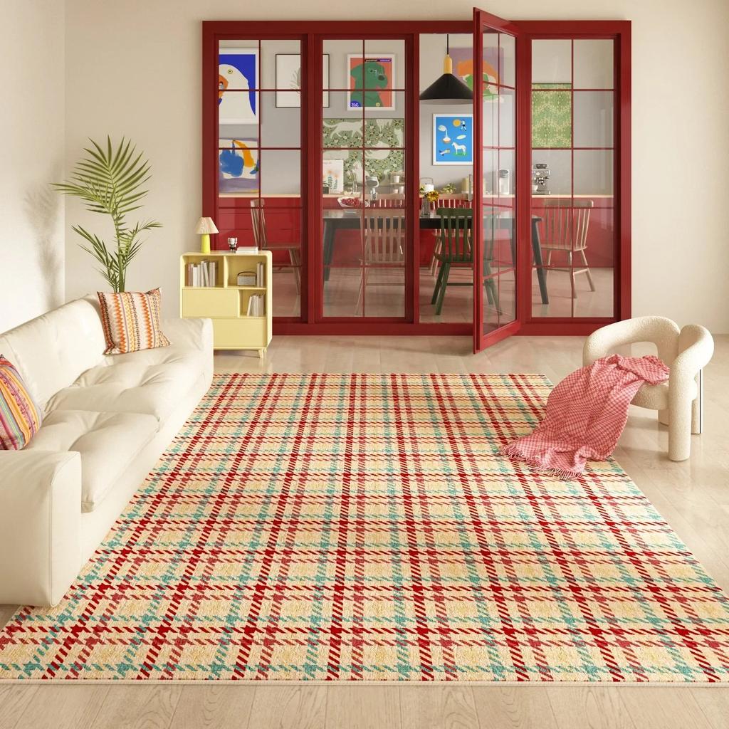 Geometric Pattern Carpet Mat Rug Diamond Checkerboard Color Block Modern Scandinavian Home Decoration Floor Mat Rugs for Bedroom