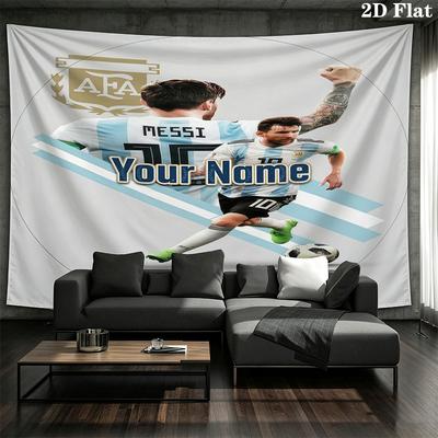 Messi Custom Name Wall Tapestry Aesthetic Wall Hanging Printed Fabric Blanket Decorative Tapestries For Bedroom Living Room Home Decor