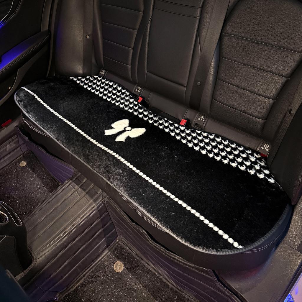 Car Seat Cushion Winter Warm Thick Plush Bow Tie Car Seat Cover Pad Universal Seat Supports Lumbar Support Pillow Car Headrest