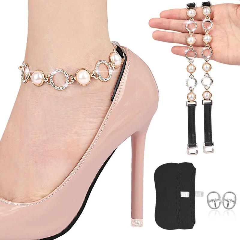 1 Pair High Heels Binding Shoelace Holding Loose Anti-skid Straps Fashion Little Daisy Rhinestone Shoes Band Shoe Accessories