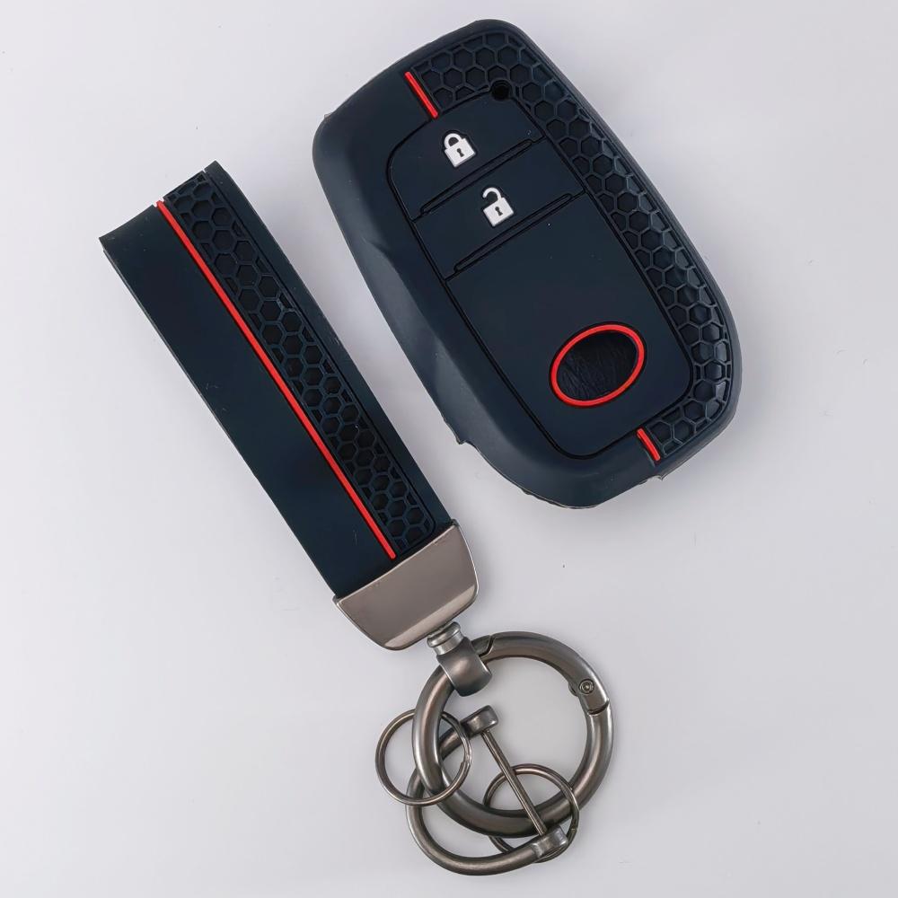 Key Fob Cover for Toyota Corolla Yaris Prius Hilux Cruiser Hatchback Cross Land with Keychain Anti-Scratch Guard Shockproof Protection