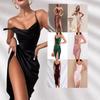 Year Satin Dress European and American Slim Temperament Suspender Open Holiday Style Holiday Style Dress