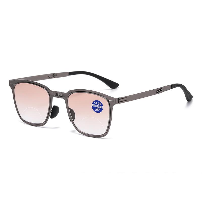 

Metal Folding Bifocal Reading Glasses Anti Blue Light Progressive Color Eyewear for Near and Far Sight 4.0