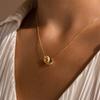 Titanium Steel Imitation Aobao High Color Retention Eternal Ring Asymmetric Splicing Necklace with Interlocking Rings