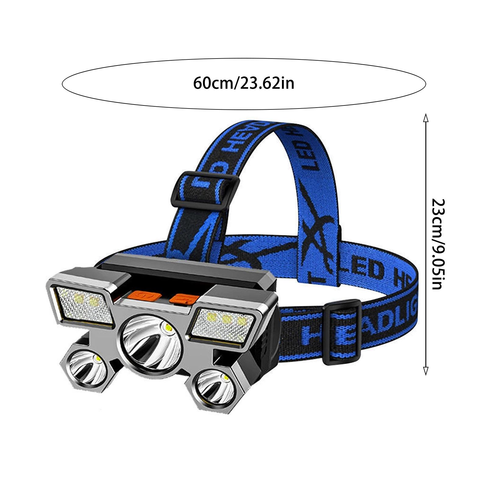 

5 LED Rechargeable Headlamp with Strong Beam Long Distance Outdoor Fishing Mining Light Waterproof Headlight for Camping Hiking