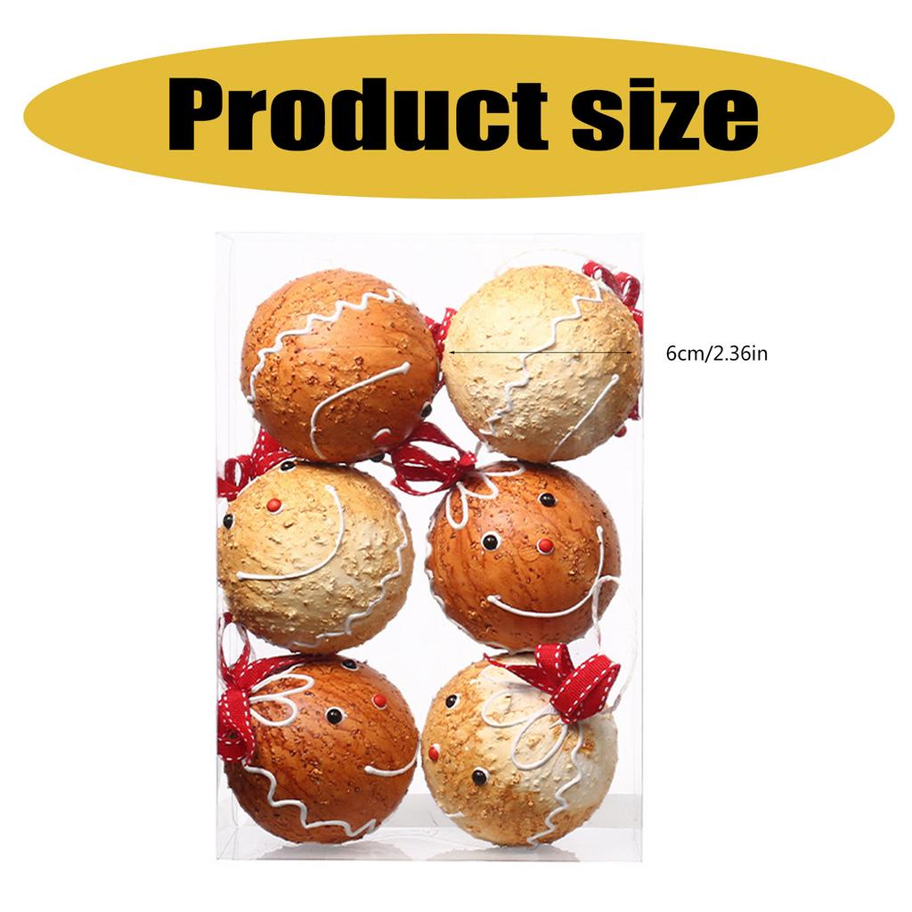 6 Pieces Christmas Ornament Set Festival Tree Decorations Shatterproof Gingerbreads for Holiday Home Decoration
