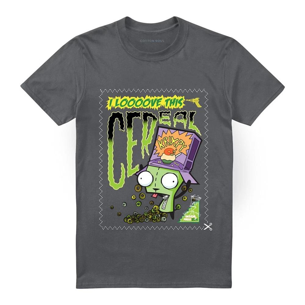 Invader Zim Gir S Krixpy Cereal 100% Cotton T-shirt Mens Tees Top S-4XL, Charcoal XL