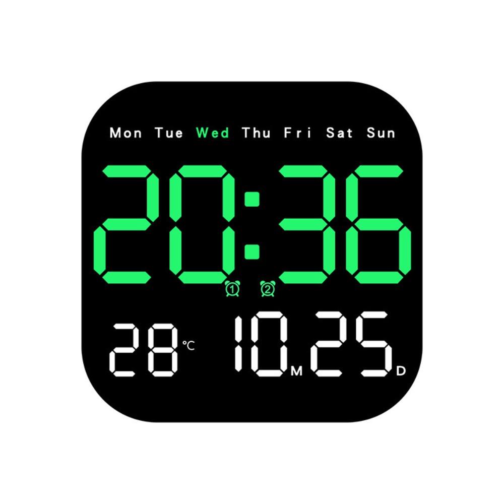 Large Display Digital Wall Clock Temperature Display Date Display Electronic Table Clock 12/24H Format Brightness Adjustment