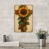 Vintage Sunflower Cross Metal Sign, 8x12 Inch.