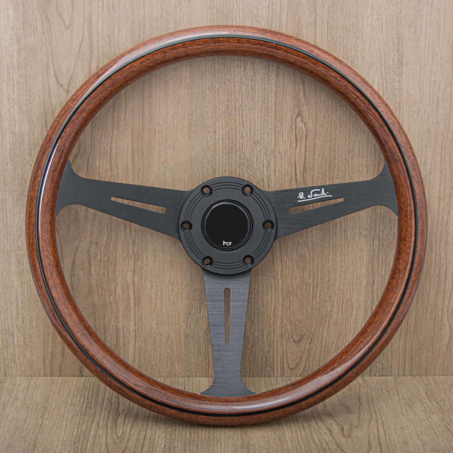 14inch 358MM Universal Sports Car Steering Wheel Wood Grain Classic Steering Wheel Black spoke