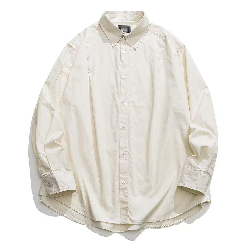 2024 Salopetă Cămașă cu mânecă lungă în stil japonez Hong Kong Cămașă lentă pentru băieți, vară, la modă, versatilă, casual