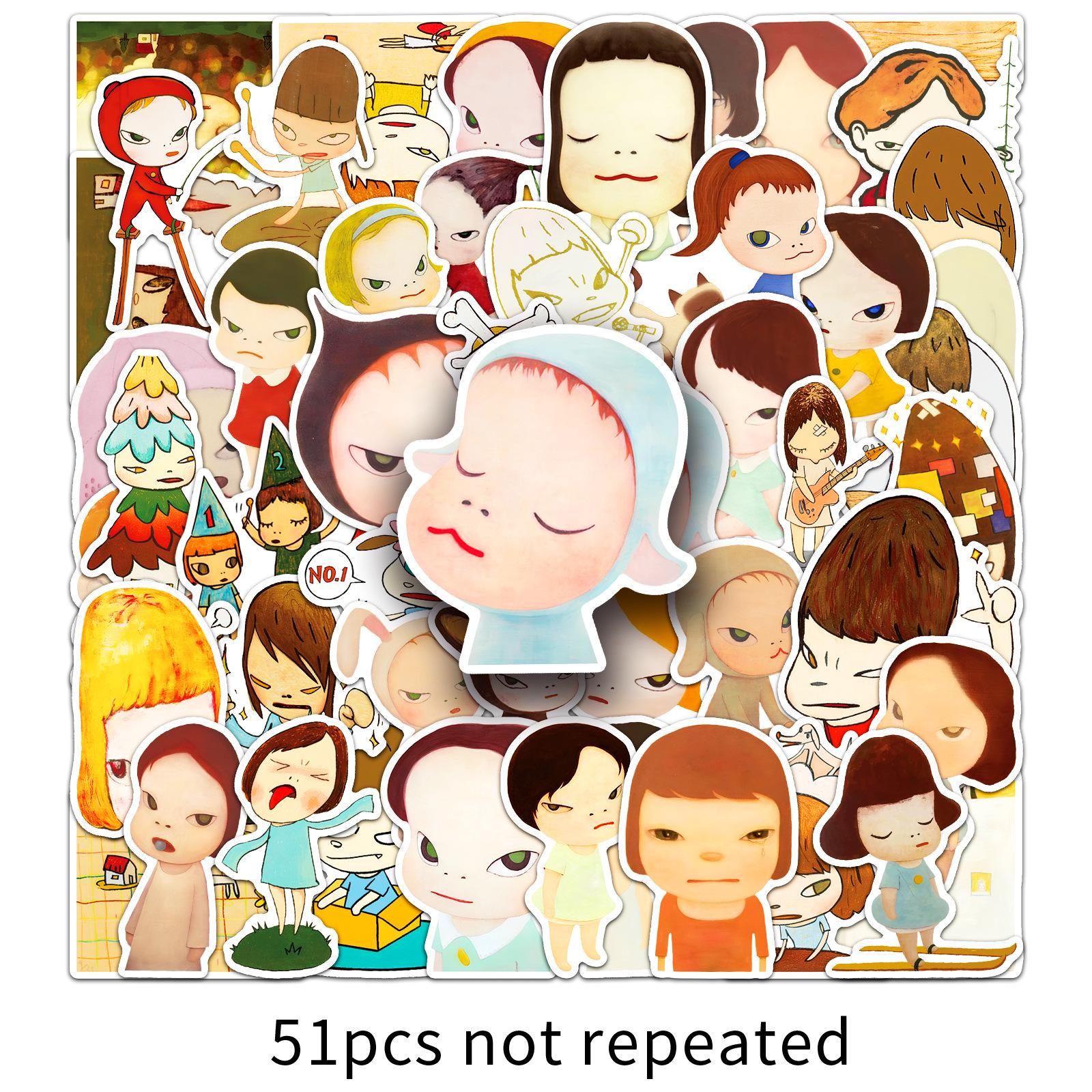 51 Yoshitomo Nara Strange Kid Stickers: Japanese Art for Water Bottles and Planners