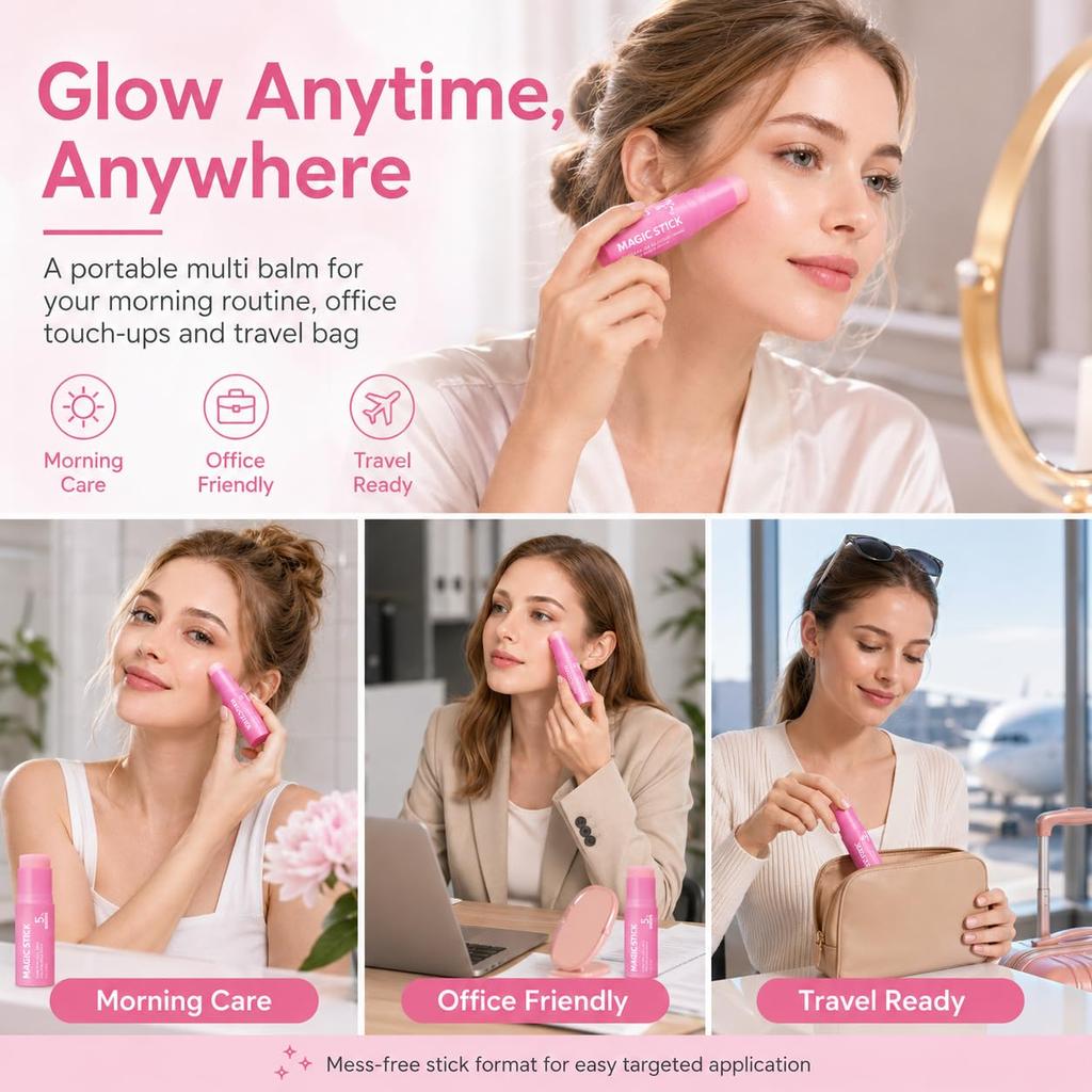 PDRN Pink Collagen Volume Multi Balm Stick Face & Body Balm for Under-Eyes, Neck, Forehead, Smile Lines, Radiance Care K-Beauty