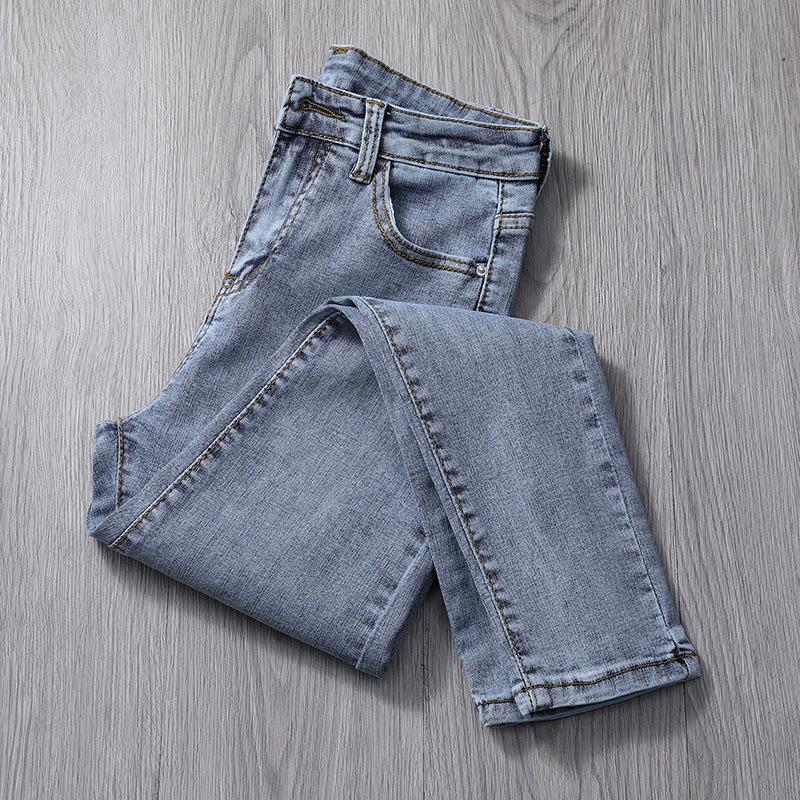 Women's High Waist Light Wash Cropped Skinny Jeans – Spring/Autumn 2025 Trendy Slimming Eight-Point Pants