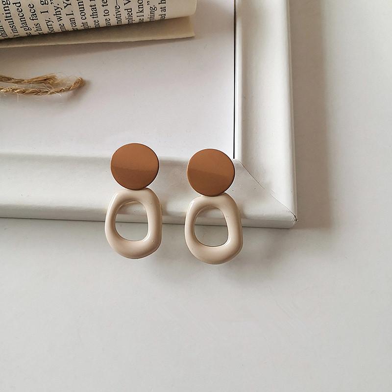 Korea Fashion Style Oil Drop Earrings for Women 2022 Trendy Mixcolor Geometrical Circle Pendant Earring Female Statement Jewelry