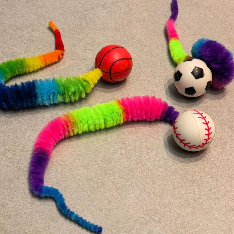 Cat Interactive Toys Tickle Cat Colorful Bouncing Ball Pet Supplies Puzzle Teasing Indoor Cat Worm Caterpillar Elastic Toy