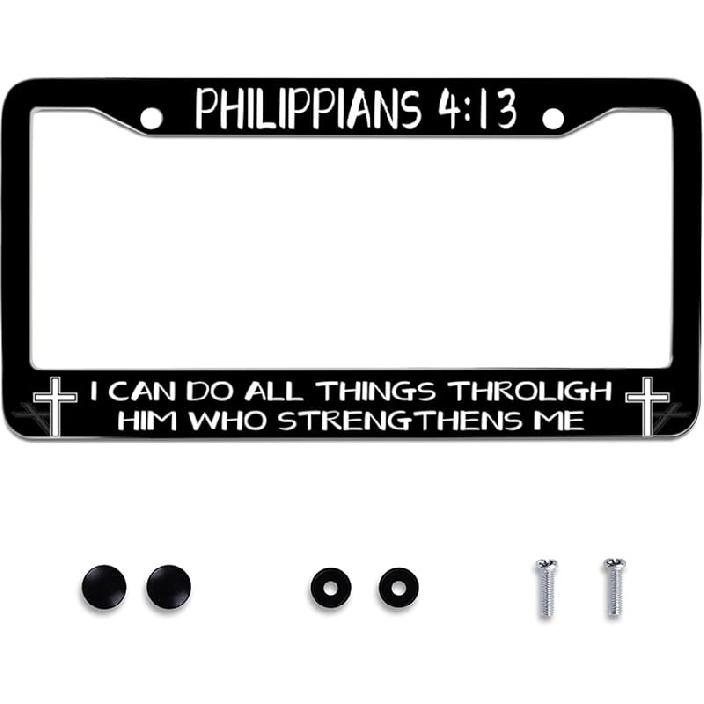 Personalise In God We Trust Christian License Plate Frames Car Universal Accessories Stainless Steel License Plate Cars Decor Screw Caps Fits