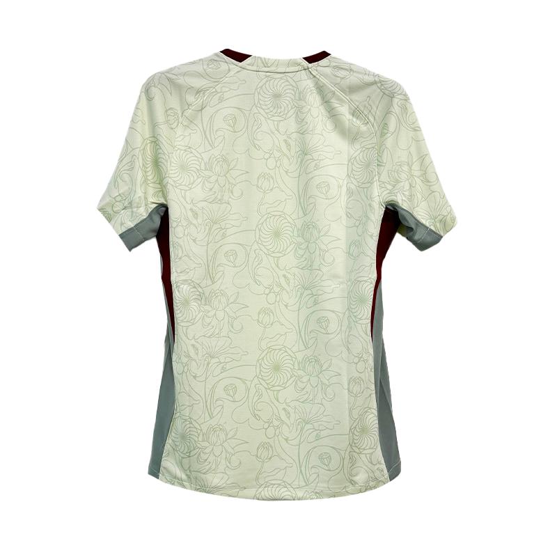 Nike China 2025 Estadio Visitante Hueso Claro Rojo Universitario Hombres Ajuste Estándar Dri-FIT Camiseta de Fútbol FZ9029-020