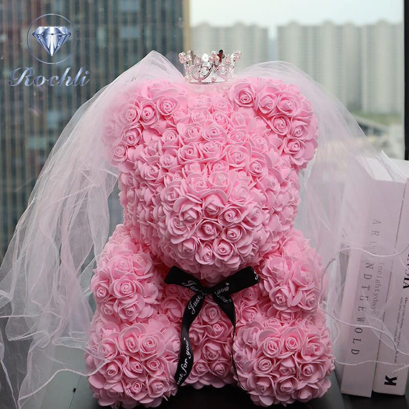 Eternal Flower Crown & Veil: Rose Bear Gift Box for Birthdays, Valentine's, Qixi, & Christmas